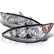 Chrome Headlight Lamp Assembly L R Pair 2005-2006 Toyota Camry