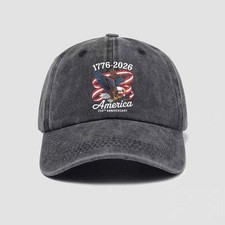 250 Years of America USA Anniversary 1776-2026 Washed Baseball Cap