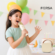 "Mini Karaoke Machine with 2 Wireless Microphone, Bluetooth Speaker for Kids and