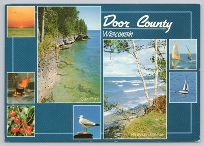 Door County Wisconsin Cave Point Peninsula State Park Multi View Postcard