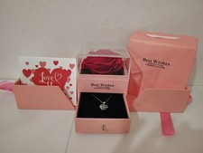 Forever Rose Gift Box with Necklace   Preserved Flower, Love Card  Gift Bag