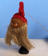 Vintage Christmas Swedish Wood Tomte Elf Gnome Figure Step Up Long Beard