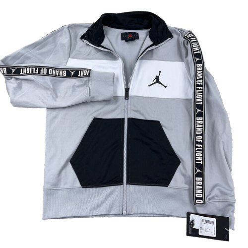 Jordan Jacket Boys Medium Gray Black Track Suit Sweatshirt Warm Up Air Jump Man