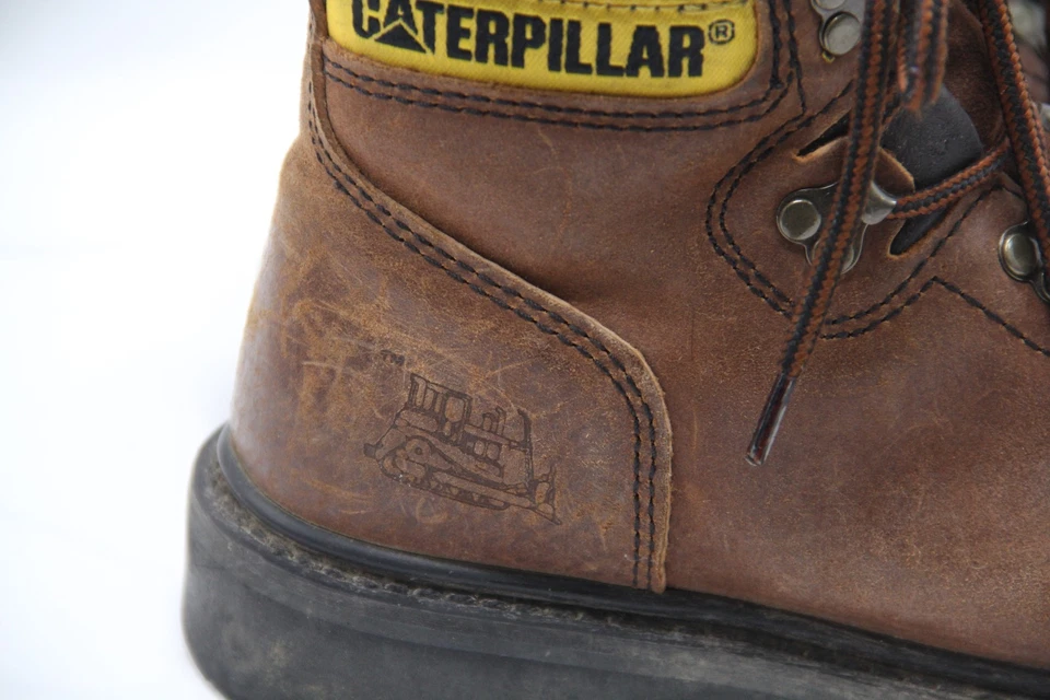 Botas femininas CAT Caterpillar tamanho 5,5 de largura couro marrom biqueira macia trabalho industrial - Imagem 2 de 4