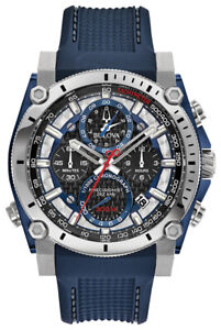 Bulova Precisionist Men's Quartz Chronograph Tachymeter Blue Watch 46mm 98B315 - Click1Get2 Sale