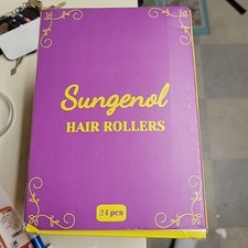 Hair Rollers 24 Piece Nylon Fiber 2 Sizes Comb, 10 Clips New In Box Sungenol