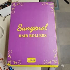 Hair Rollers  24 Piece Nylon Fiber 2 Sizes + Comb,  10 Clips New In Box Sungenol