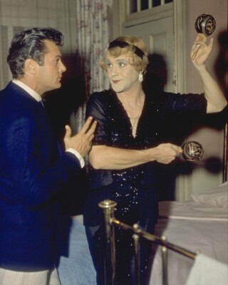 Tony Curtis and Jack Lemmon in Some Like It Hot in drag on set 24x36 inch Poster