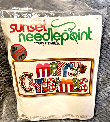 Vintage 1978 Sunset Designs Stitchery MERRY CHRISTMAS Davenport #6070 10" x 20"