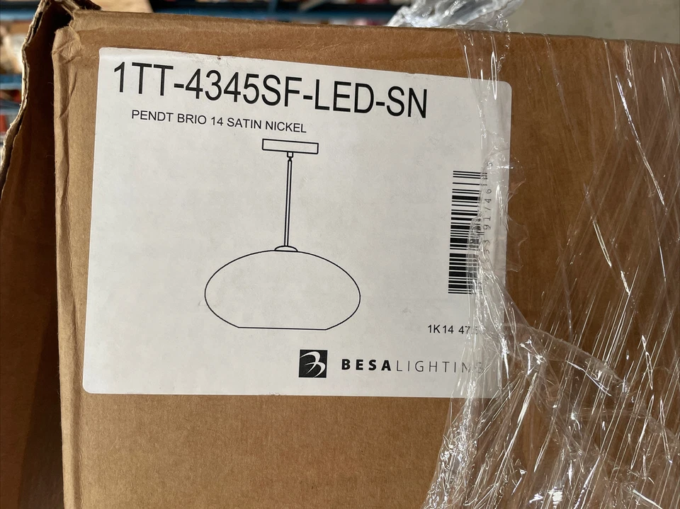 (C) Besa Lighting 1TT-4345SF-LED-SN Brio 14 Pendant Satin Nickel⚡️ - Image 2 of 4