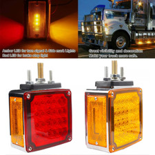 Pair Double Face Square Redamber 60 Led Truck Fender Pedestal Turn Signal Light