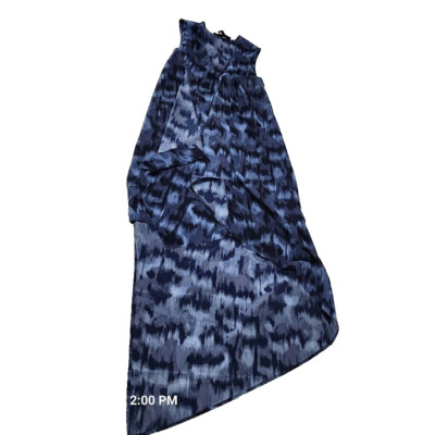 BCBG Max Azria Women's Sleeveless V Neck Cascade Asymmetrical Dress Indigo Sz XS