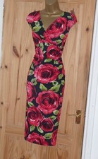 Phase Eight stretchy rose print pencil wiggle evening party cocktail dress sz 10