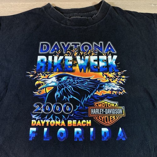 Vintage Harley Davidson Daytona Beach Bike Week 2000 T-Shirt XL Holoubek schwarz