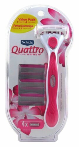 Paquete económico Schick Quattro para mujer con 1 maquinilla de afeitar y 4 recambios de hoja de afeitar - Imagen 2 de 6