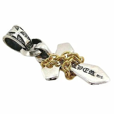 Collares colgantes de cuero con cruz de oro amarillo y plata para hombre Foto 4 de 4