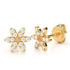 14k White Gold Diamond Encrusted Flower Stud Earrings — photo 3
