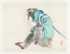 13049.Wall Decor Poster.Oriental home design.Kono Bairei Japan art.Monkey dress