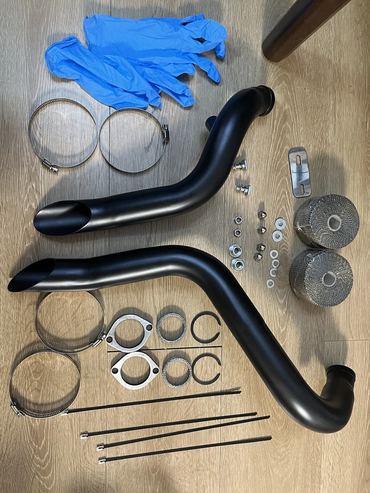 Tubos de escape LAF de 2" con kits de brida para Harley Sportster Softail envueltos en cromo Foto 2 de 4