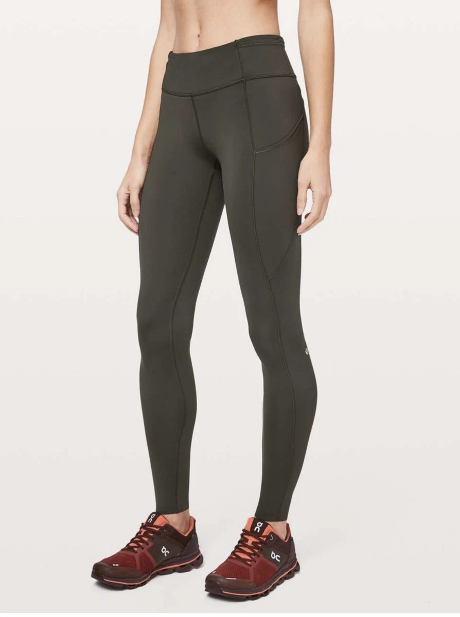 LULULEMON 4 Fast Free Full Length Tight Mid rise 28” Dark Olive