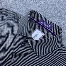 Robert Graham Shirt M 15.5 Tailored Fit Stretch Black Geometric Long Sleeve