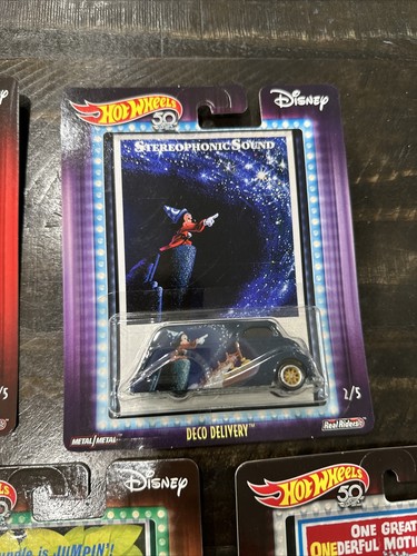 Hot Wheels Disney Movies Set of 5 2017 - 34’ Dodge - 55’ Chevy - VW Bus - Deco - Picture 4 of 12