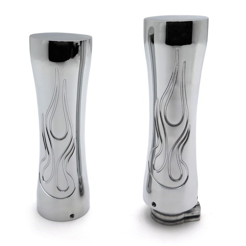 Empuñaduras de mano estilo llama de motocicleta de 1" para Harley Sport Tour Glide Fxrt cromadas - Imagen 7 de 8