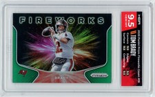 2020 TOM BRADY PANINI PRIZM FIREWORKS GREEN #19  HGA 9.5     BUCCANEERS 1ST LIV 