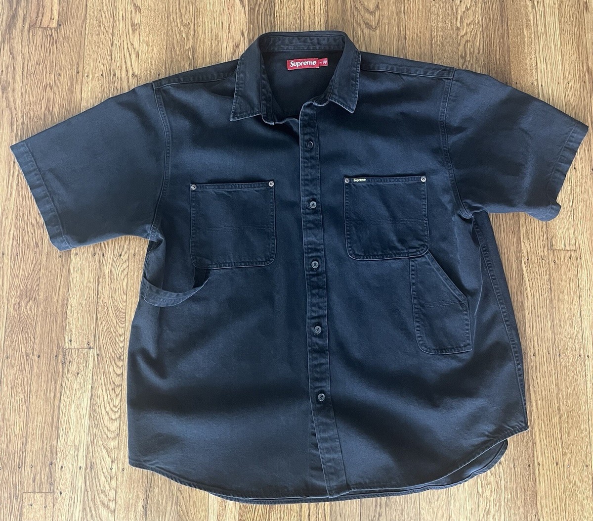 Supreme Loose Fit S/S BLACK Denim Painter XL Shirt Short Supreme Loose Fit S/S BLACK Denim Painter XL Shirt Short