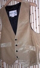 Vtg 80s 50s Style Elvis GOLD lame Lurex AARDVARK STORE usa Label Metallic Vest M