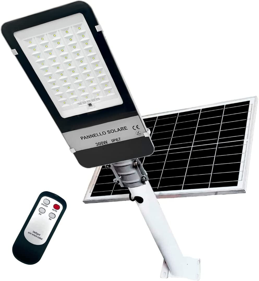 Lampione Stradale Solare 300W: Montaggio Facile Zero Cavi 12h Luce
