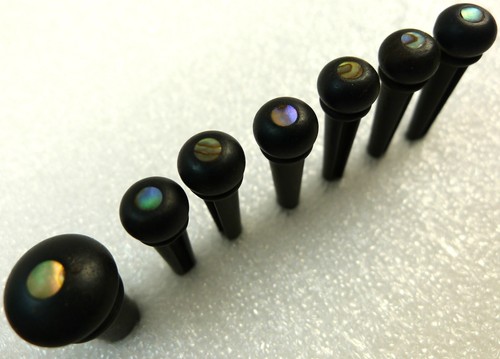 6 pcs Acoustic Guitar Ebony Bridge Pin & 1pcs End Pin With Green Abalone Dot EB2 - Picture 5 of 7