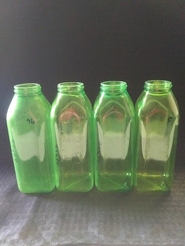 ANCARE 16oz Graduated French Square Bottles Green No Caps FSPC16 4/Pack
