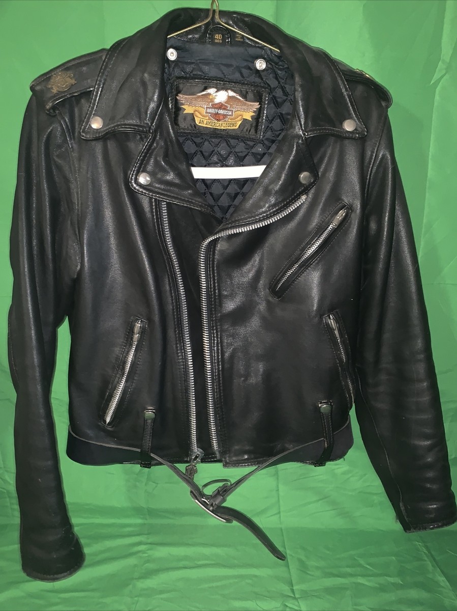Harley Davidson Motorcycle Leather Jacket H-D Vtg 90s Cycle Champ