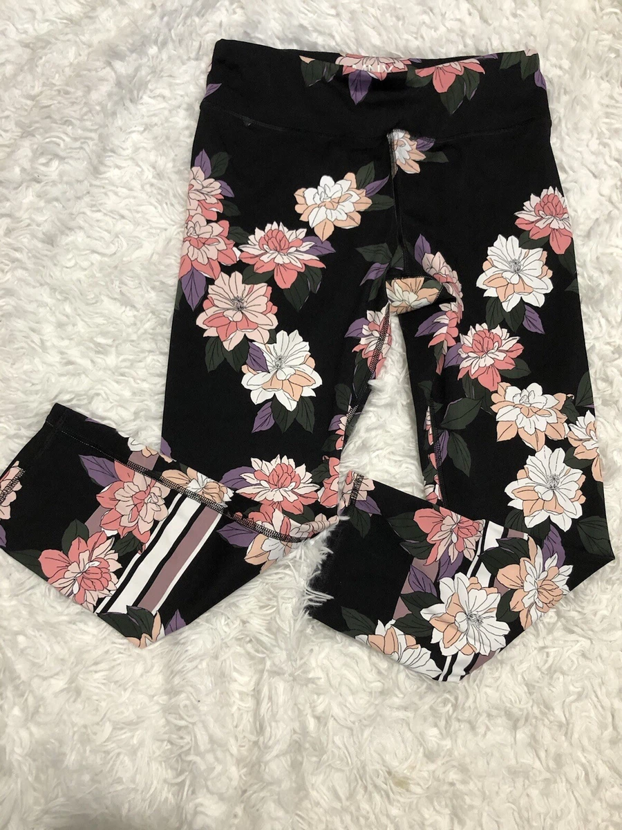 MNY Marc New York performance leggings floral black pant Sz S