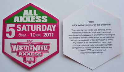 WWE Wrestle Mania 2011 All Axxess Pink #5 Concert Pass