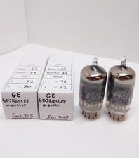 Pair of GE 6DJ8 6Н23П ECC88 TV-7 Tested VACUUM TUBE O-Getter Tight Match