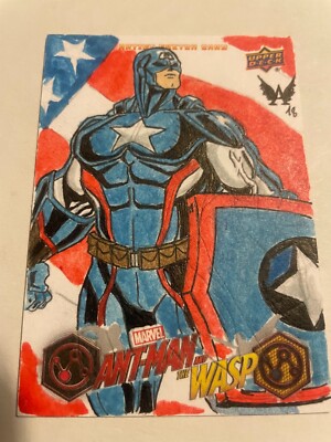 2018 UD Ant-Man & Wasp Sketches #NNO ''Captain America'' by Angelo de Capua #1/1
