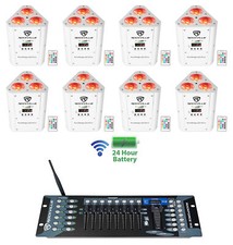  8 Rockville RockWedge LED White Battery Powered Lights Wireless DMX Controller