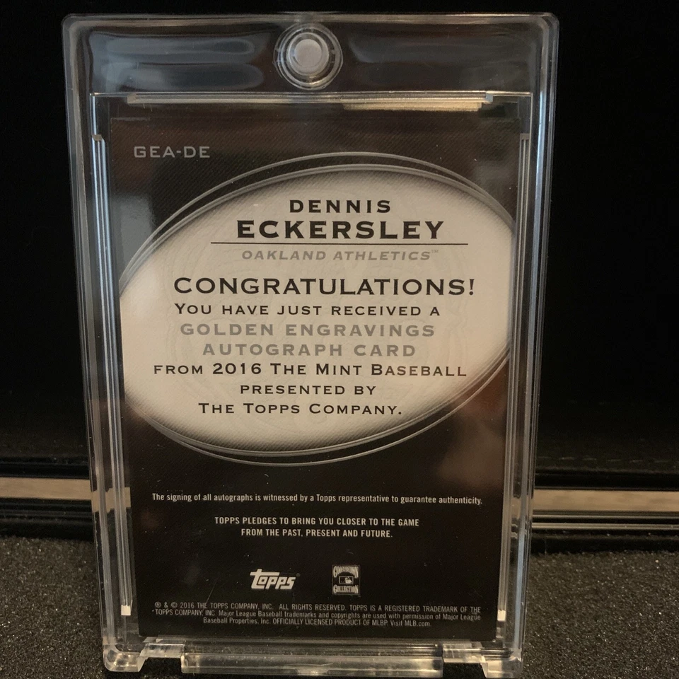 2016 Topps The Mint Dennis Eckersley Golden Engravings Auto #'ed 71/75 - Image 2 of 3