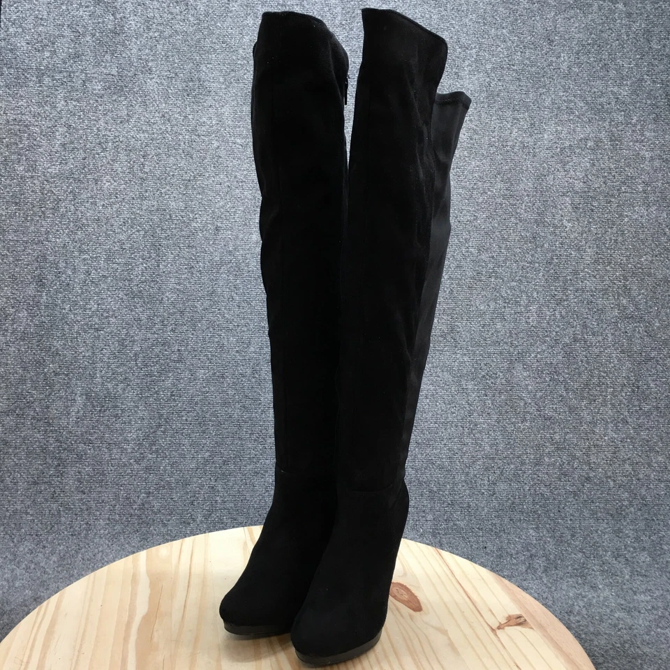 Botas Diba para Mujer 7 M Sobre la Rodilla Negras Cremallera Lateral Informales Cómodas Tacones Cono Foto 3 de 4