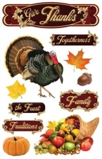 Paper House Productions GIVE THANKS 3D Stickers - 11 pcs