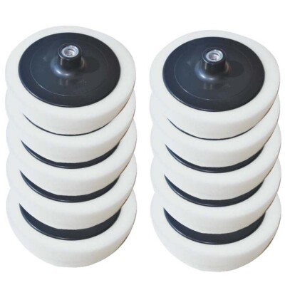 Craft-Equip Basic 10er Pack 180mm Polierschwamm M14 Stützteller weiss glatt Pad