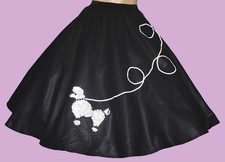 5 Pc BLACK 50's Poodle Skirt Outfit Size Small Waist 25"-32" Length 25"