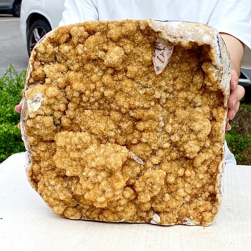 28.4LB Superb Yellow Citrine Crystal Cave Decor Stone Cathedral Geode Specimen - 第 2/13 張圖片
