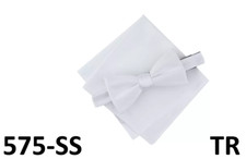 Men's Bespoke Pre-Tied Bowtie Set White Bowtie Set, One Size