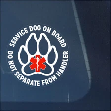 SERVICE DOG ON BOARD CLEAR VINYL DECAL STICKER FOR CAR+TRUCK WINDOW-PRINT DESIGN