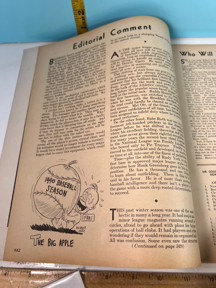 1940 Baseball Magazine April - Dizzy Dean, Henrich, Hornsby, Foxx, Camilli - Image 4 of 4