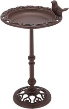 Image of Fallen Fruits FB165 Bird Bath on Pole, Antique Brown, 8.775inx 8.775inx 15.015i