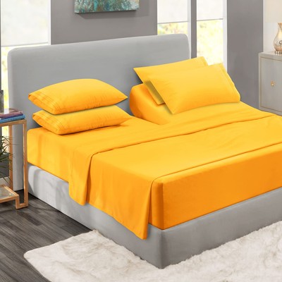 Flex Top Sheets, 6 Piece Set - Luxury Hotel Sheets for Split King Bed, Super ...